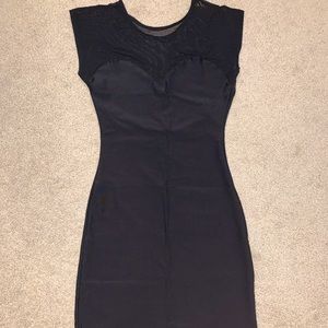 American Apparel black nylon sweetheart neck bodycon dress with mesh top sz XS/S